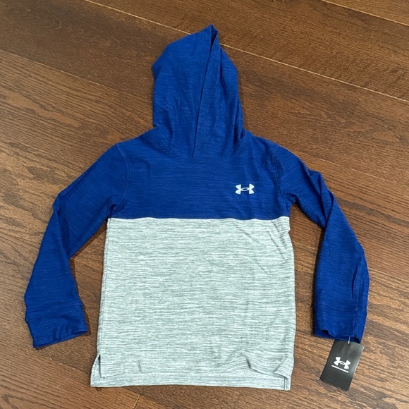 NWT Under Armour Royal Blue and Heather Gray Pullover Long Sleeve T-Shirt Size 7 - Picture 1 of 5